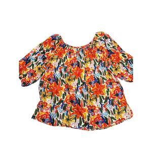 Hester & Orchard Women’s Floral Top Colorful Fun Artsy Size 1X